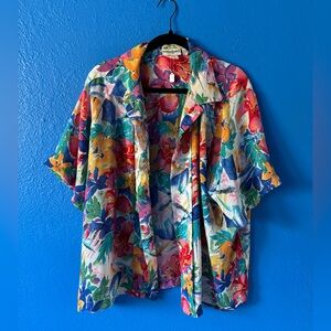 Vtg Alfred Dunner short sleeve floral button up